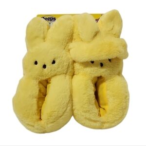 Peeps Plush Yellow Bunny Slippers & Headband Med 13-1 Kids